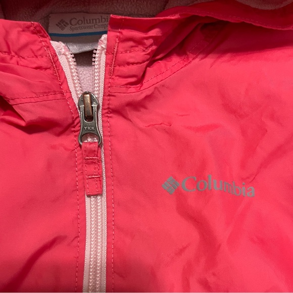 Columbia Kids Red Hooded Rain Jacket - Picture 3 of 4